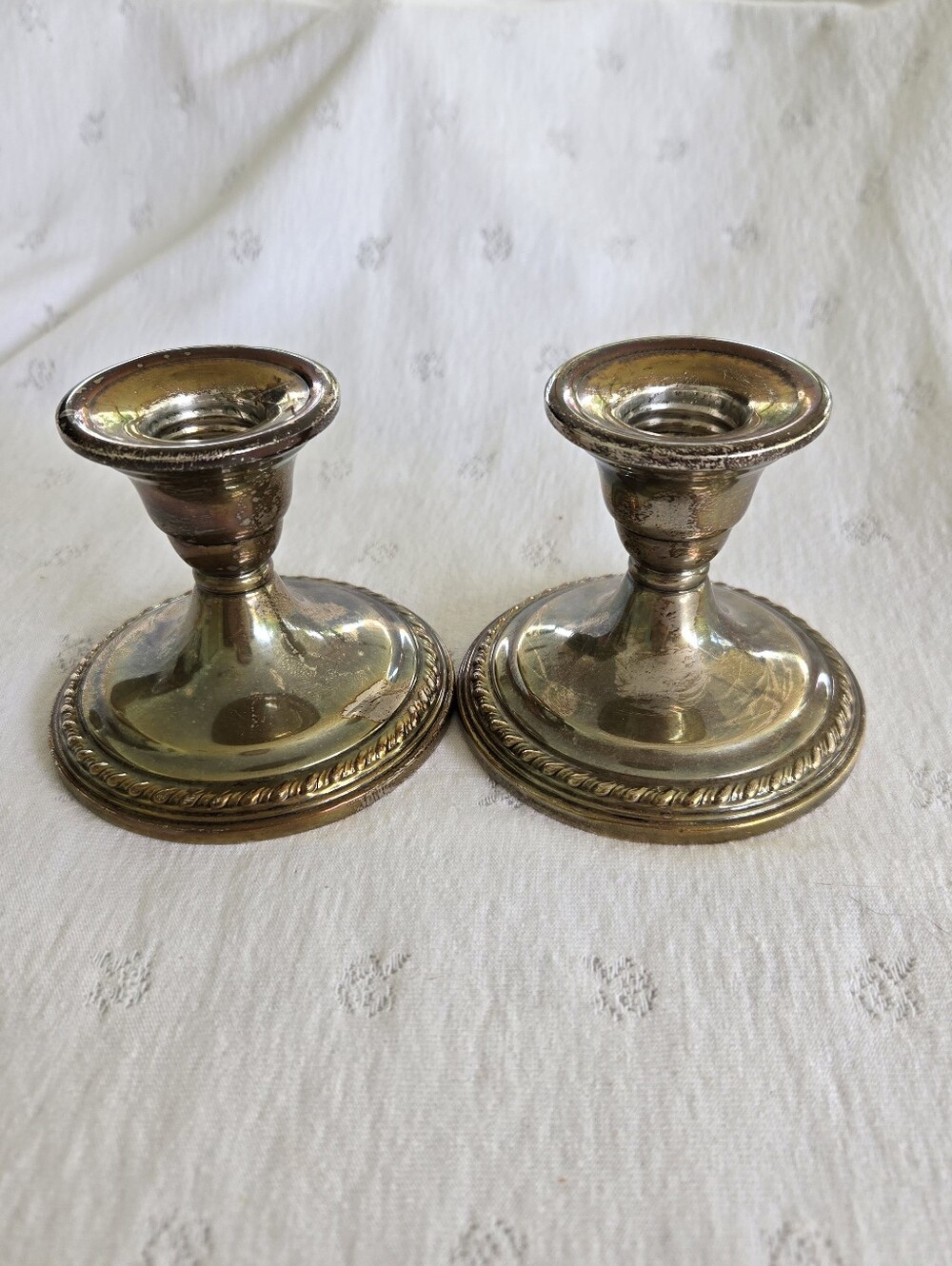 Vintage La Pierre Sterling Silver Weighted Reinforced #5 Candlesticks Pair 3"